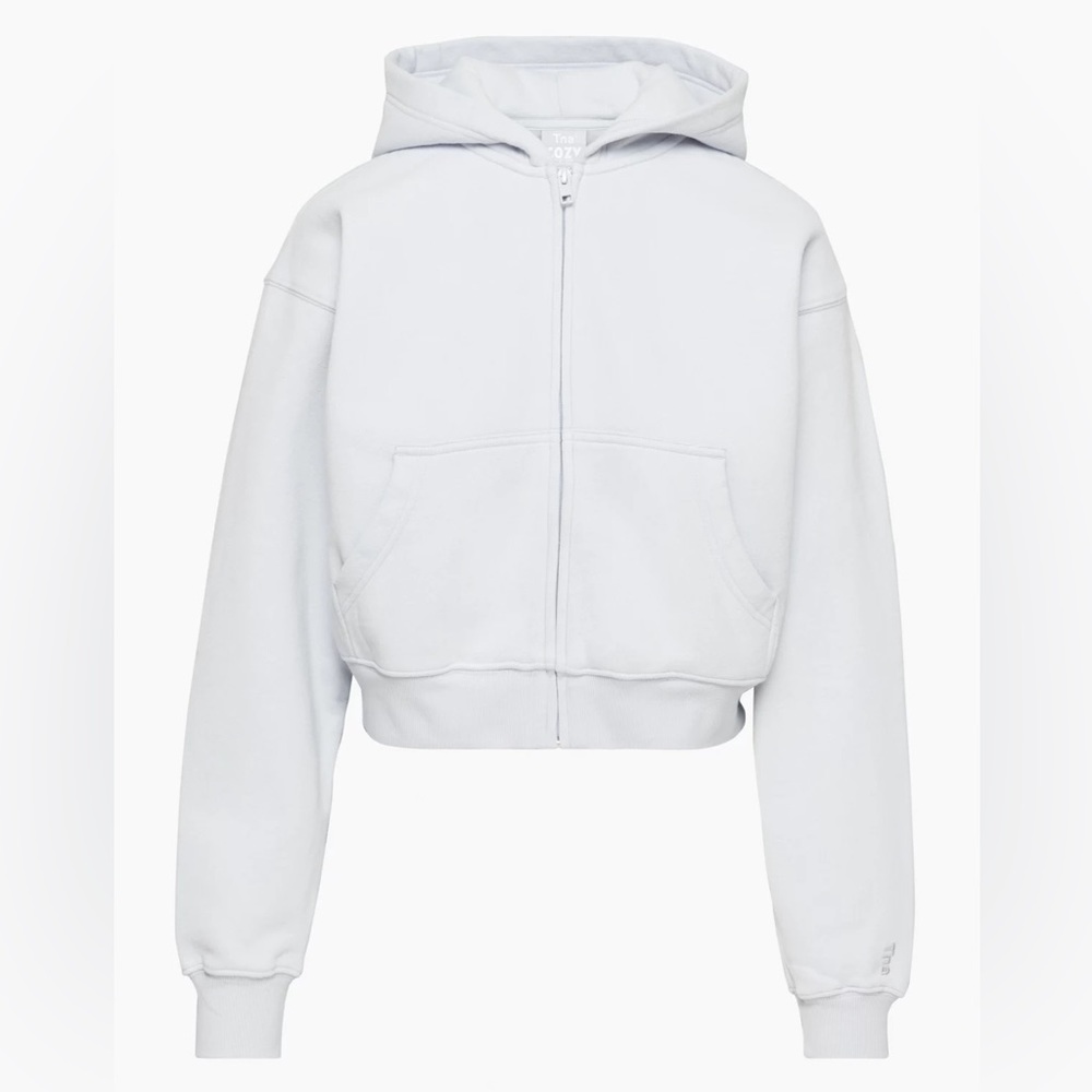 Aritzia White Boyfriend Cropped Zip-Up Hoodie